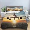 Пододеяльник Airplane King Queen Full Винтажный истребитель Постельный комплект для детей Подростков Взрослых Небо Облака Серый 2/3 шт Мягкий Чехол для одеяла
