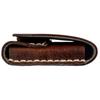 Pearl Genuine Leather Eyeglass Case with Magnetic Button Semi-Hard Closure, Brown, HFD-18