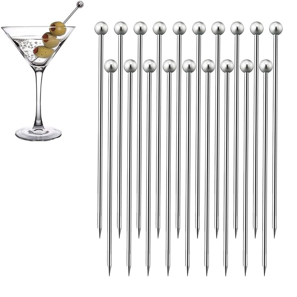 Barbeque Cocktail Reuseable Decorative Stainless Steel Toothpick Sticks Skewer Picks