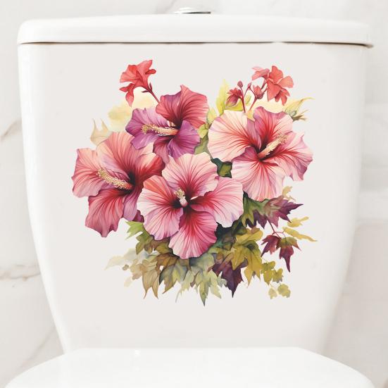 Наклейка на унитаз яркий цвет изысканный цветочный узор наклейка на крышку унитаза для украшения ванной комнаты дома
