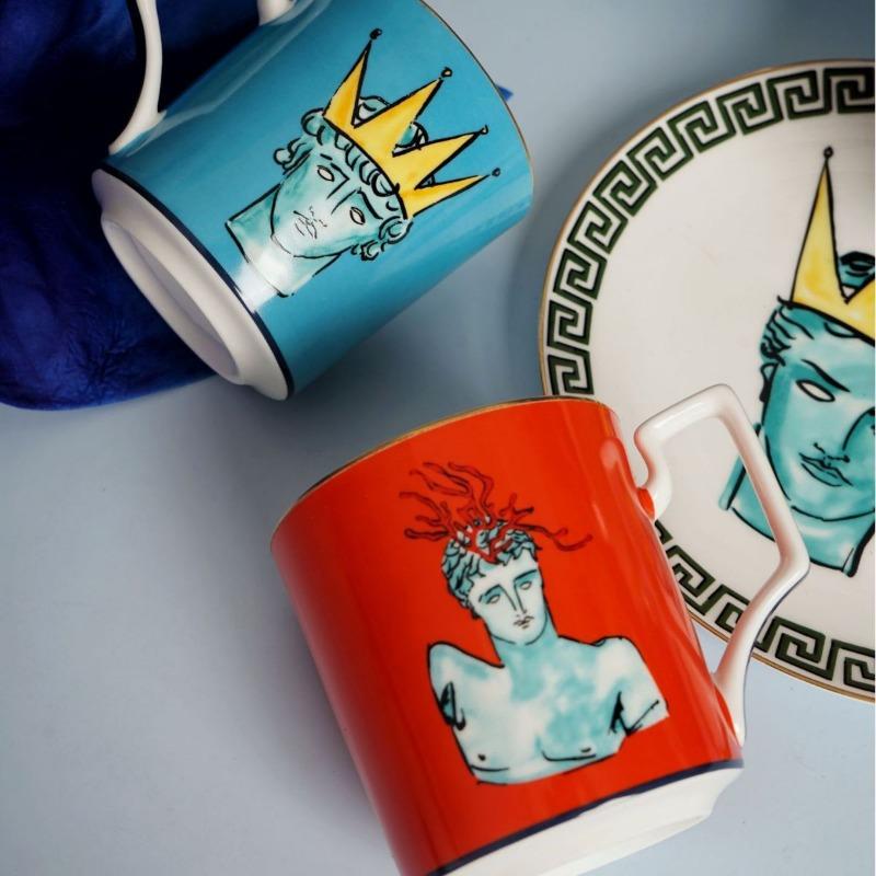 Креативная керамическая десертная тарелка с рисунком морского бога, посуда, фарфоровые тарелки, кружки