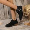 2024 High Quality Women's Shoes Belt Buckle Women's Boots Fashion Slip-on Office and Career Hot Sale Plus Size Solid Ankle Boots