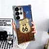America Route 66 Plating Phone Case For Samsung Galaxy S24 S25 FE S26 Edge S23 Ultra S22 S21 Plus S20 Anti-Fall Airabag Cover