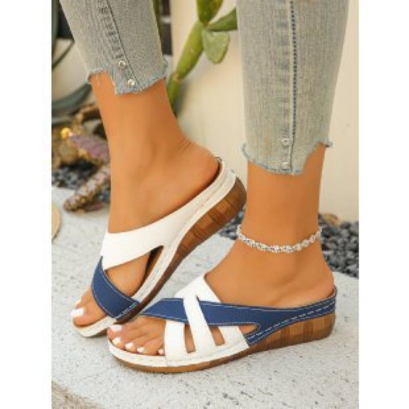 Сандалии большого размера для женщин с толстой подошвой и покатым каблуком, нескользящие, с открытым дном, с рисунком «рыбьего рта», повседневные, подходящие по цвету, с перекрестным словом, женские