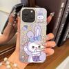 Милый Фиолетовый Кролик Чехол для iphone Air 18 Pro Max XS Max 15 14 12 XR 11 13 16 Plus 17 Pro Серебристый Блеск Трескающийся Фон