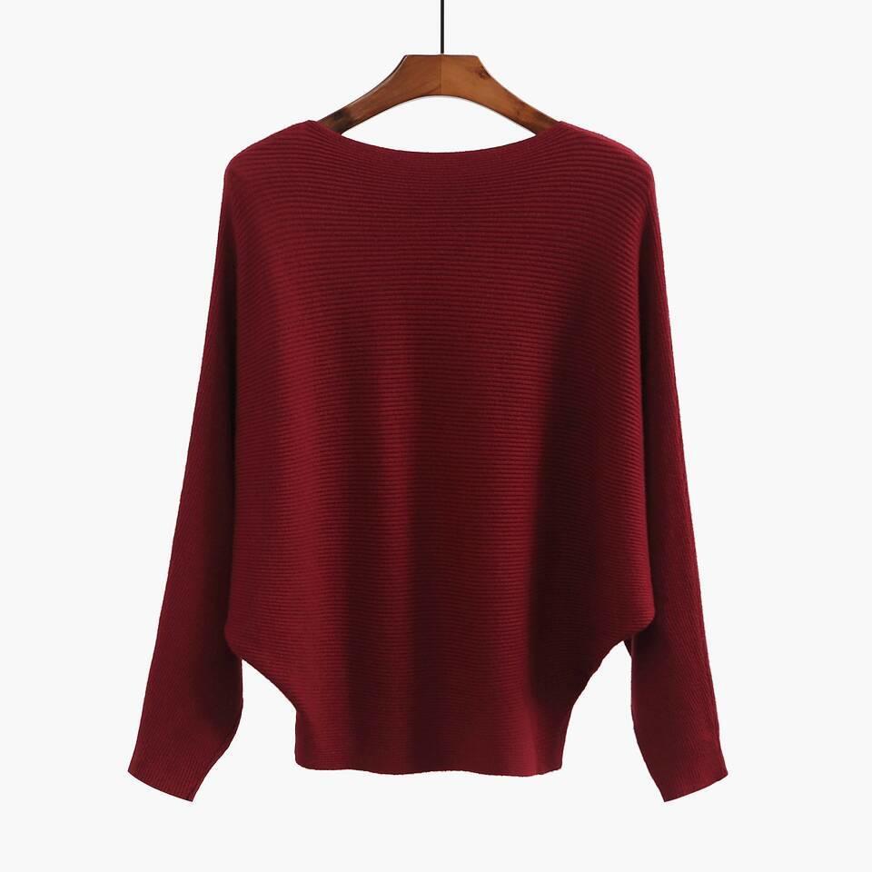 Autumn and Winter Hot Selling One-neck Bat Sleeve Plus-size Women's Pullover Knit Base Layer