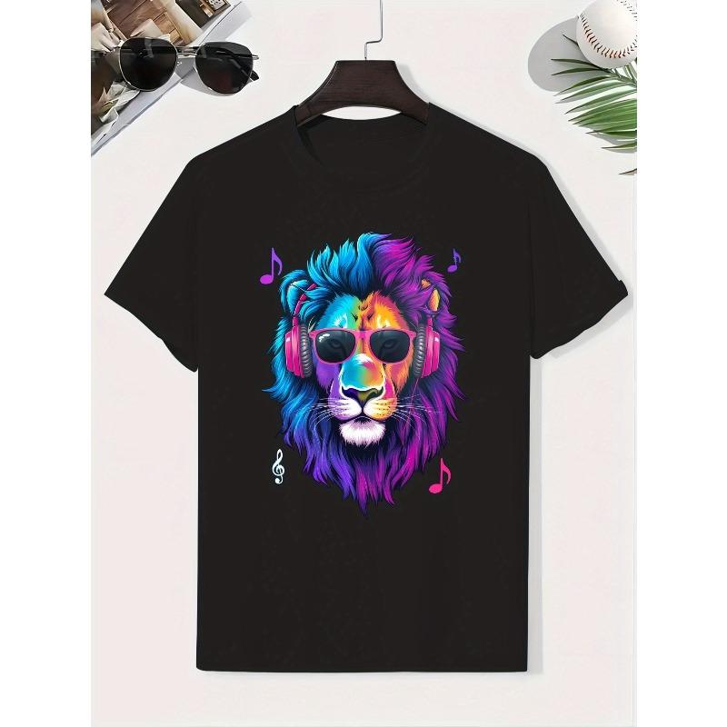 Европейские размеры Rock Lion Хлопковая футболка для мальчиков, Креативная футболка для мальчиков, Повседневная легкая удобная футболка с коротким рукавом, Летняя одежда для подростков