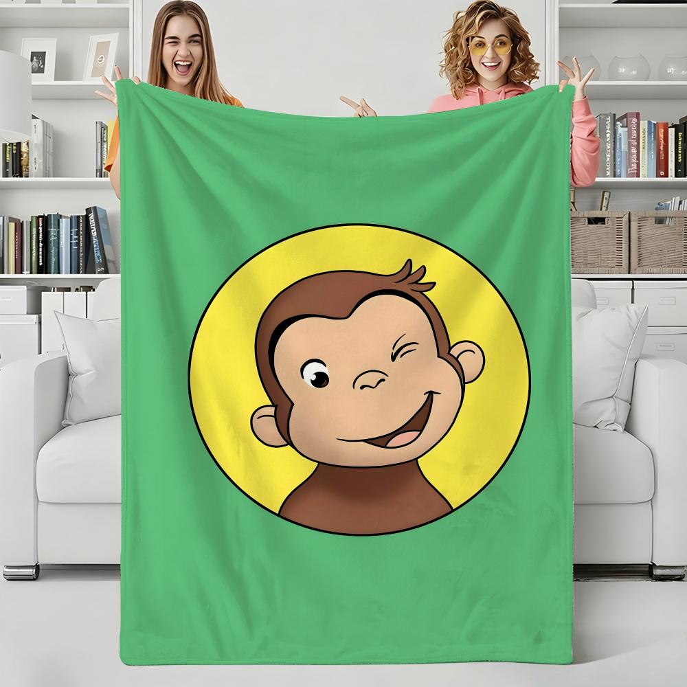 Cartoon C-Curious George Throw Flannel Blanket Perfect for Sofa Office Bed Travel Sleep Read Relax Camping four season use