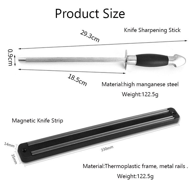 33 см настенный магнитный держатель для хранения ножей, стойка для шеф-повара, металлический блок для ножей, кухонная точилка, стержень для заточки ножей