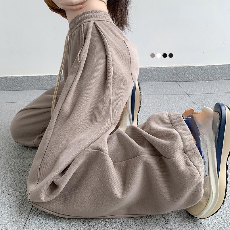 Женские спортивные штаны свободного кроя с высокой талией, повседневные брюки-клеш, новый стиль, осенне-зимние широкие брюки