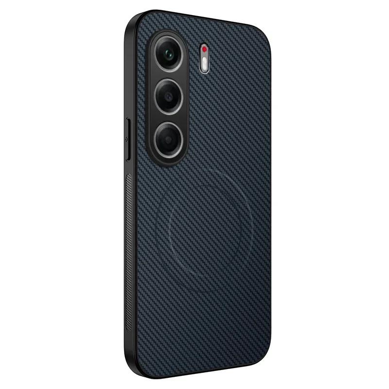 Чехол для телефона с текстурой углеродного волокна для Tecno Camon 40 Pro Premier 4G 5G Магнитная беспроводная зарядка Силиконовые мягкие накладки на заднюю панель