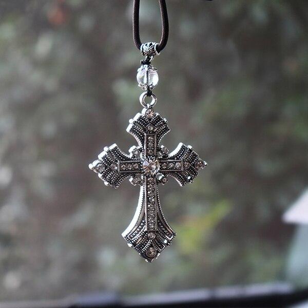 Cross Car Pendants For Auto Decor Jesus Christian Gifts Religious Car Rearview Mirror Hanging Ornaments Car Accessories For Man