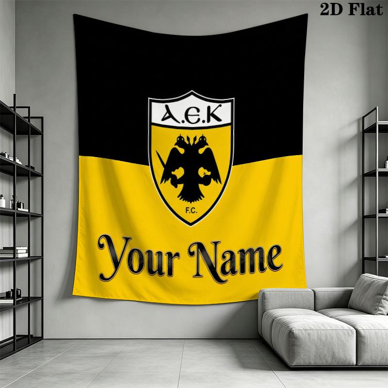 AEK F.C. Custom Name Wall Tapestry Aesthetic Wall Hanging Printed Fabric Blanket Decorative Tapestries for Bedroom Living Room Home Decor