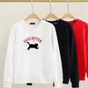 Women's Cat Print Long Sleeve Cotton Sweatshirt - Casual Korean Style, Round Neck, Loose Fit, Autumn Wear