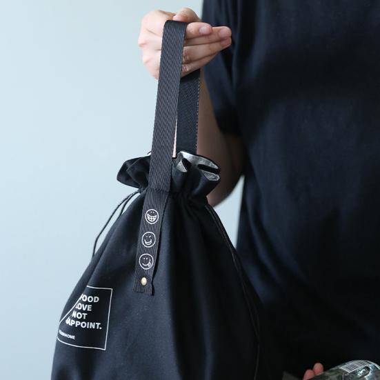 Drawstring Lunch Bag Insulated Reusable Lunch Tote Drawstring Closure Handbag Lunch Sack with Handle for Work