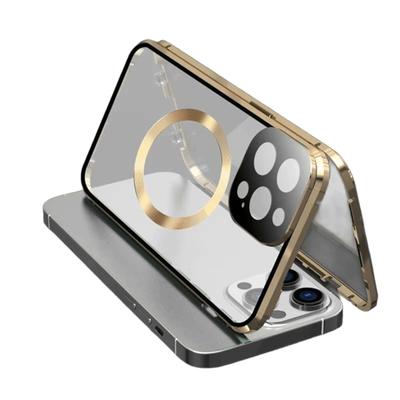 Магнитный чехол для iPhone 17 16 15 14 13 12 Pro Max/Plus/Air, с Magsafe и алюминиевой рамкой и двусторонним бампером для телефона из закаленного стекла