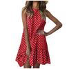 Fashion Women  Sleeveless Polka Dot Loose Casual Ruffle Dress