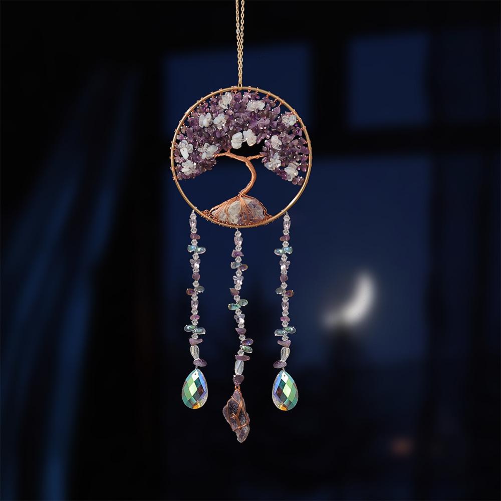 Girl pink crystal gravel sunshine catcher tree of life dream catcher pendant living room room dormitory pendant gift