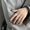 Geometric Wave Lace Opening Rings Matte Silver Luxury Party Gift Fashion Women Jewelry