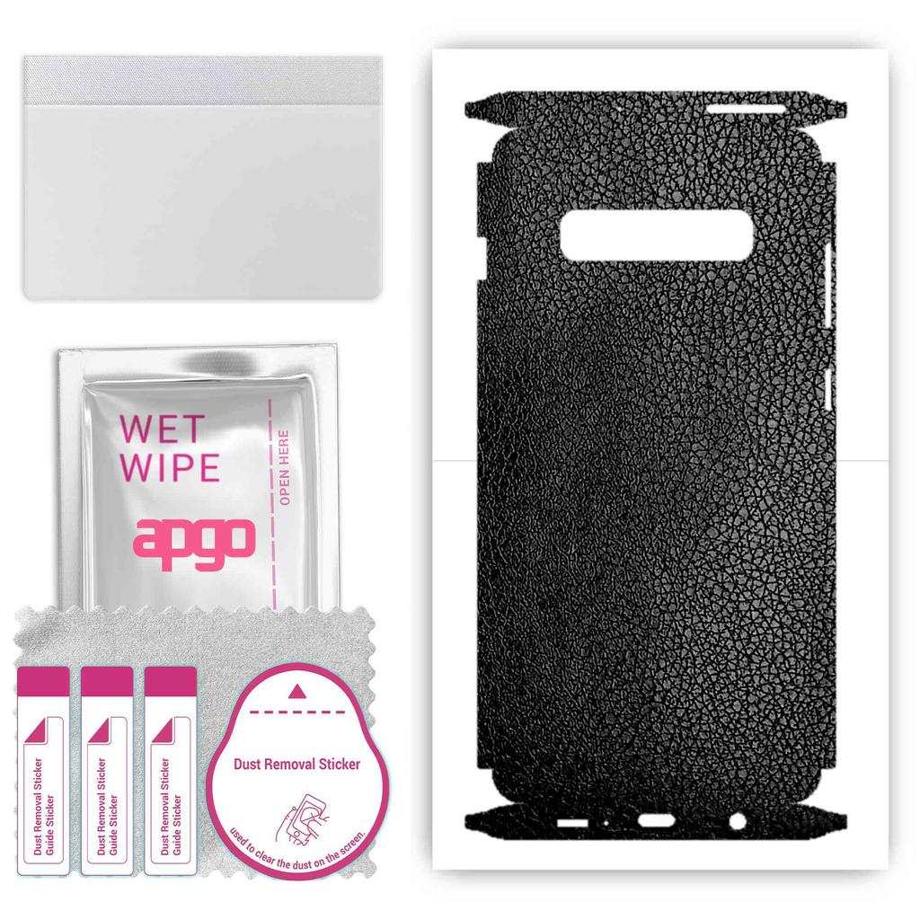 apgo Защитная наклейка для задней и боковых сторон, совместимая с Samsung Galaxy S10 Plus, пленка для полного обертывания, фольга, винил - узор из черной кожи