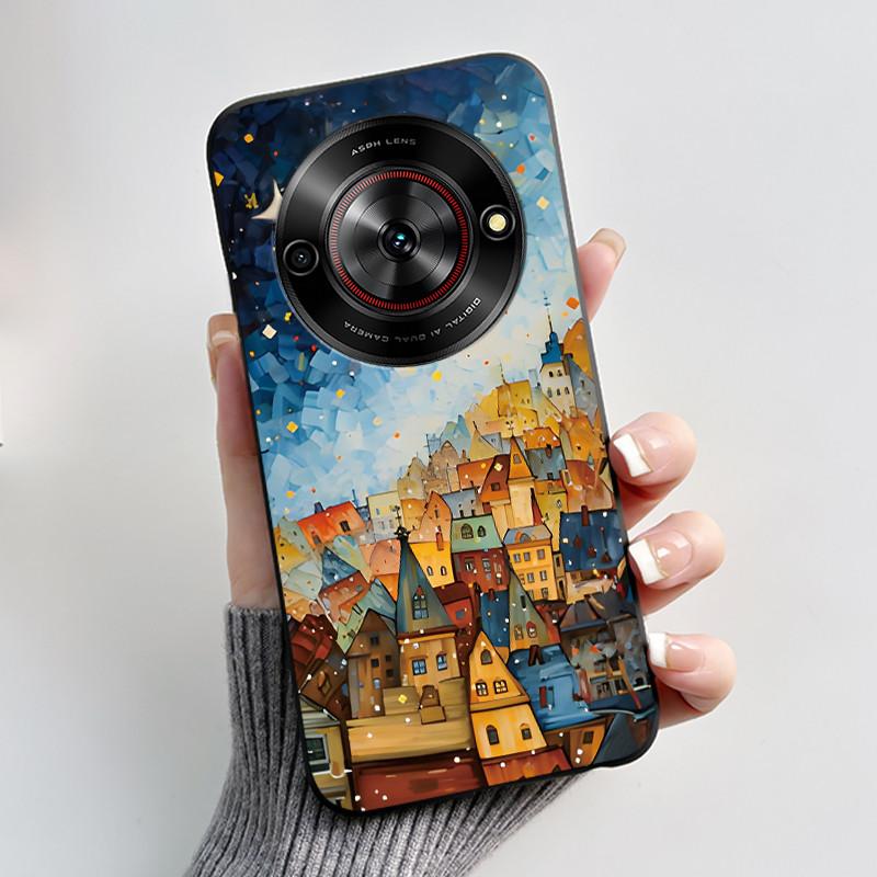 Милый Мультяшный Чехол Для ZTE Blade A75 5G/Nubia Focus 5G/Nubia Calf 5G Печатный Корпус Защитная Крышка Мягкий Силикон Черный Корпус