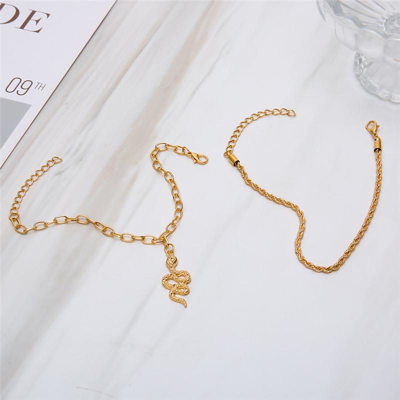 Gold Color Snake Summer Anklets For Women Ankle Bracelet Set On Leg Chain Jewelry Beach Accessories ARI