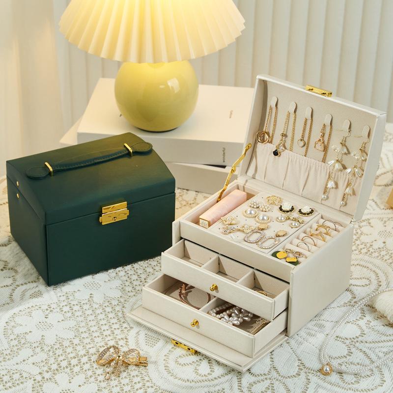 Коробка для хранения ювелирных изделий, Высококлассная Изысканная Многослойная Большая вместимость для серег-пуссетов, серег, браслетов, колец, ювелирных изделий.
