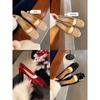 Xiaoxiangfeng Pedal Classic Square Buckle Nude Thick Heel High Heels Square Head Elegant Temperament High Heel Single Shoes Women's Spring
