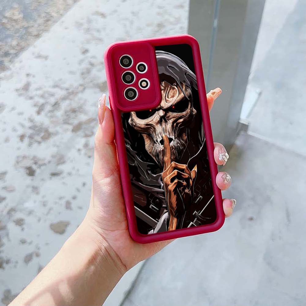 N13 Grim Reaper Череп Скелет Мягкий силиконовый чехол для Samsung A05s A54 A25 A34 Xiaomi POCO X5 Redmi Note 12S Huawei P50 Honor 90 Чехол с ангельскими глазками