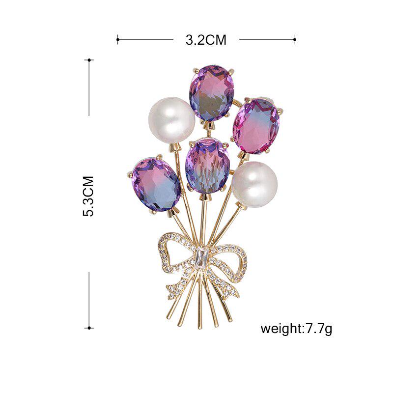 Blucome Shiny Cubic Zircon Flower Bow Shape Brooches Women Men Special Design Simulated Pearl Copper Wedding Bouquet Brooch Pins