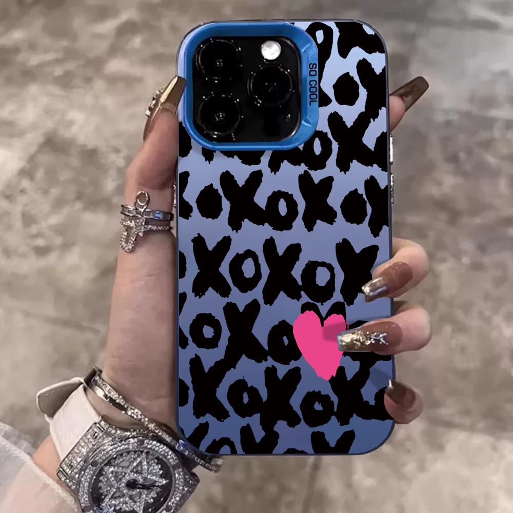 Чехол XOXO с леопардовым принтом для iPhone 17 16 11 Pro Max Чехлы iPhone 11 12 13 ProMax 14 15 16E 7 8 Plus 17Air XS XR Ударопрочный чехол