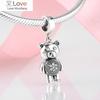 Fashion 925 Sterling Silver Square Rainbow Puzzle Bear Beads Fit Original Charms Jiuhao Bracelet Jewelry Making