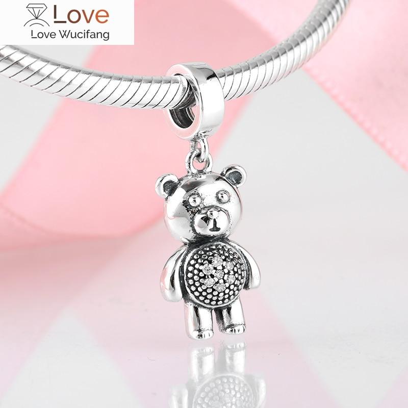 Fashion 925 Sterling Silver Square Rainbow Puzzle Bear Beads Fit Original Charms Jiuhao Bracelet Jewelry Making