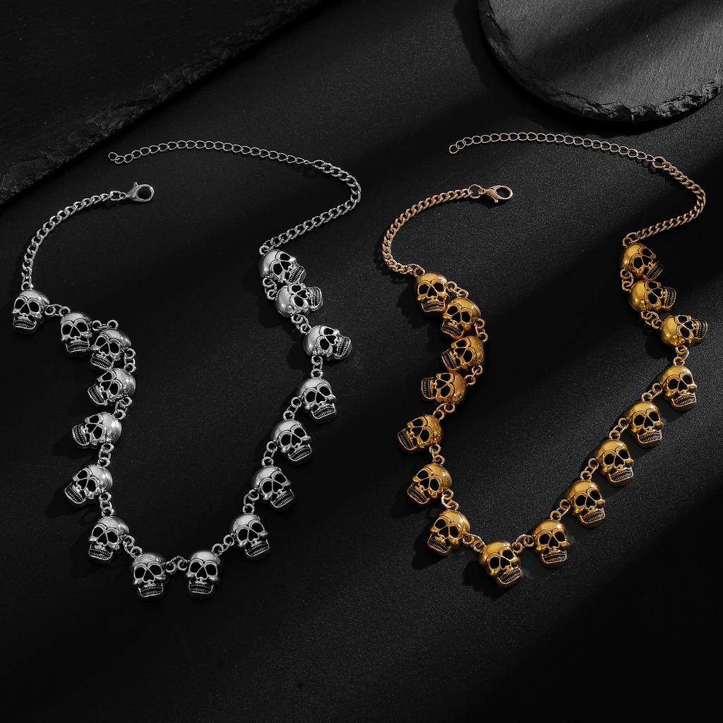 Мужской панк-браслет с черепом – Винтажная металлическая байкерская цепь, Модные готические украшения, Крутые трансграничные хитовые аксессуары