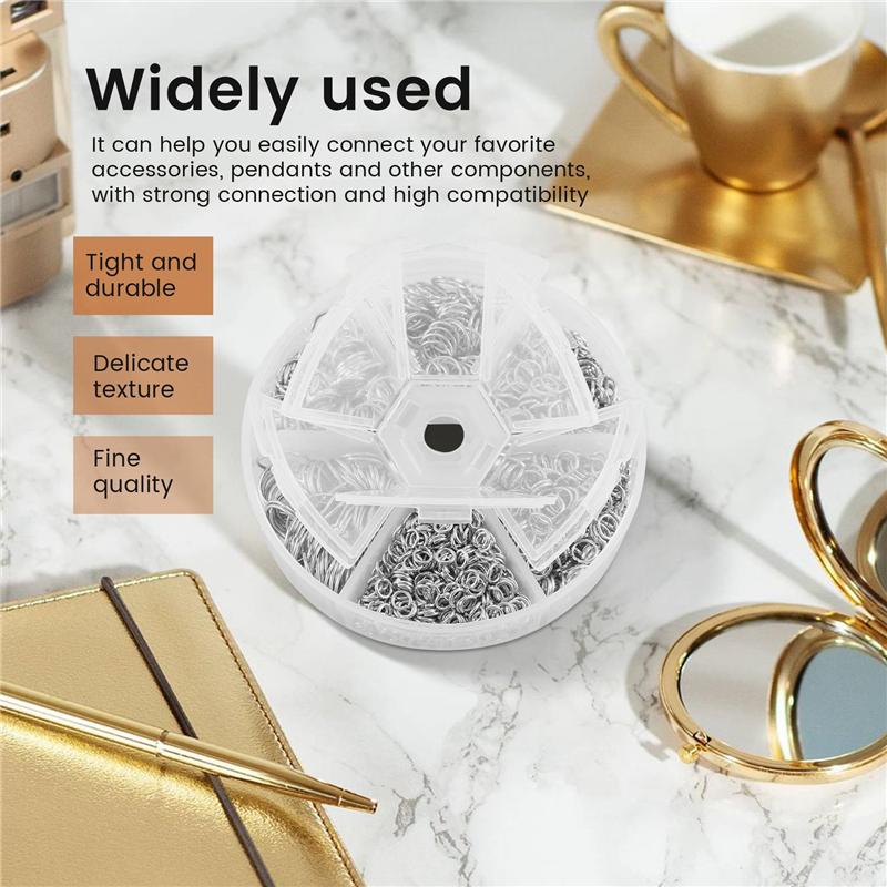 Тренд 2025 1390 шт. Соединительные кольца O-ring Металлические разомкнутые соединительные кольца Набор Металлические соединительные кольца для изготовления ювелирных изделий Соединители