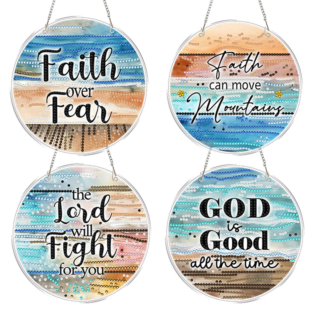 4pcs DIY 2D Flat Acrylic Diamond Painting Dots Pendant Special Shaped 5D Diamond Art Painting Window Pendants for Home Decor