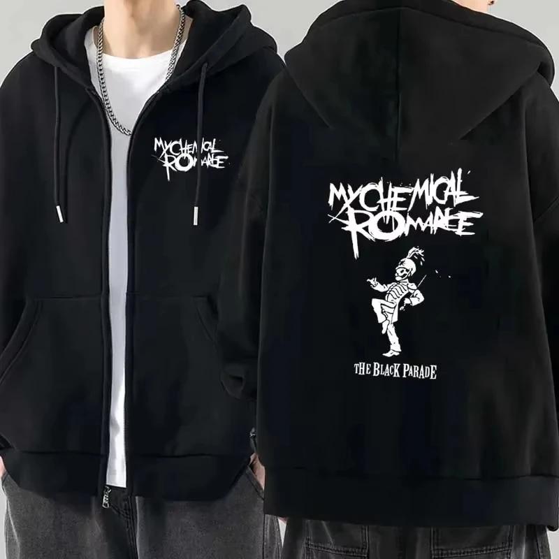 Толстовка с принтом My Chemical Romance на молнии Осень Зима Повседневная Мода Уличная Одежда Пальто Свитшоты на молнии с длинным рукавом из флиса