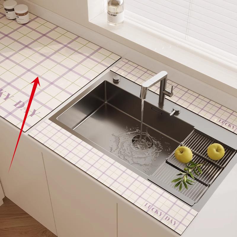 3 шт. Кухонный смеситель Диатомовая земля Пробка для воды Коврик для слива Впитывающий коврик для столешницы в ванной Длинная узкая подставка-костер