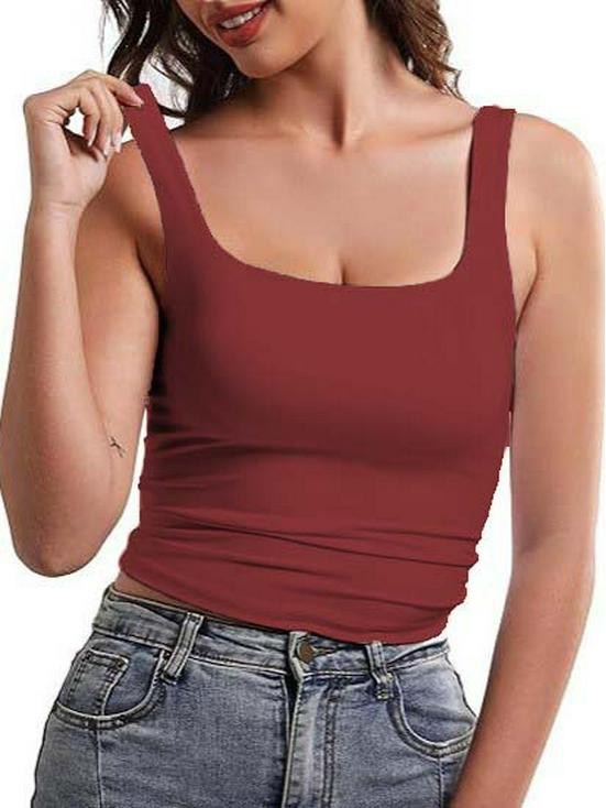 Женская летняя майка без рукавов с квадратным вырезом - Стильный дизайн