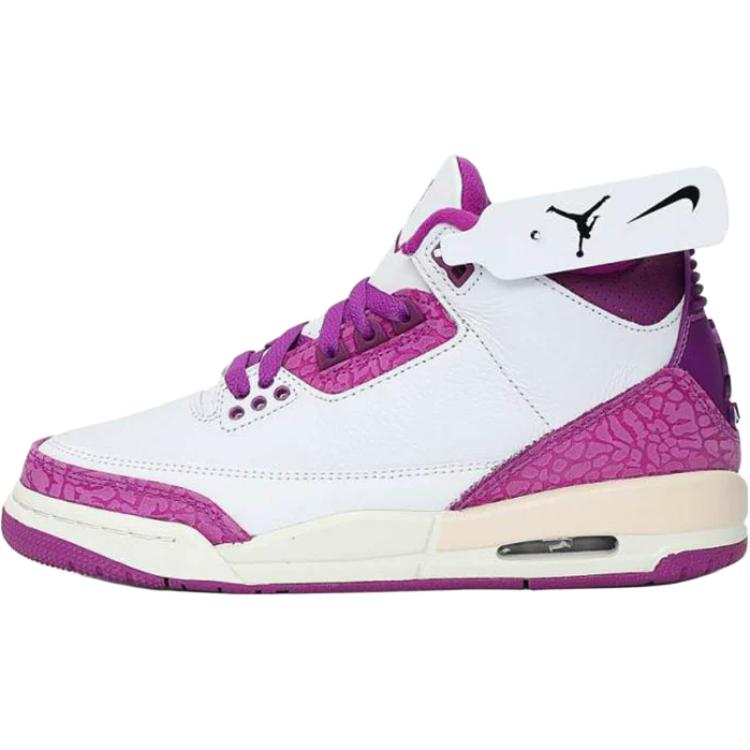Air Jordan 3 Retro GS Joker Kids Sneakers White Vapor-Green Vivid-Purple HQ0784-100