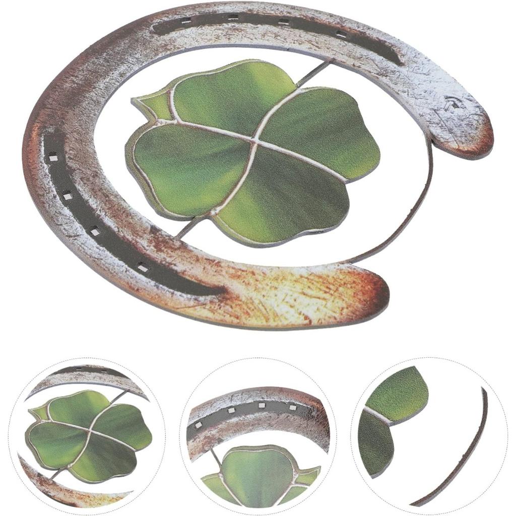 Wall Decoration Four Leaf Clover Horseshoe St. Patricks Day Metal Wall Hanging Pendant Shamrock Hallway Wall Ornaments