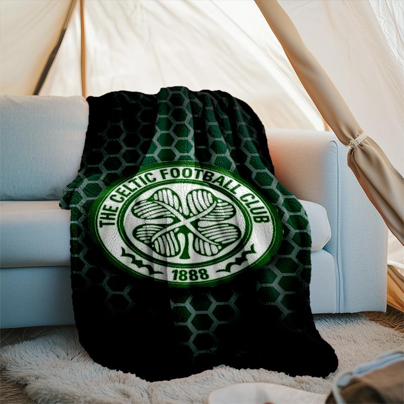 1PC Celtic Football Club Crest Printed Soft Flannel Blanket Throw for Adult Bedroom Living Room Sofa Camping Travel Fan gifts Christmas Gifts