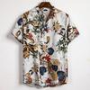 Men's Floral Short Sleeve Shirts Summer Breathable Beach Casual Flower Shirt Plus Size