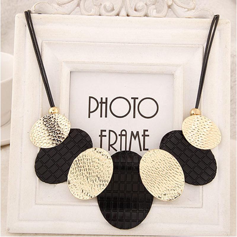 Массивные золотые ожерелья для женщин, золотое и черное большое овальное ожерелье, не тускнеющая модная бижутерия, бохо-стиль, эффектная цепочка, подарок