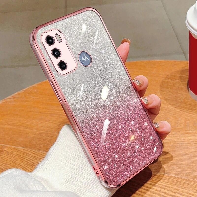 Luxury Glitter Plating Case On For Motorola Moto G32 G62 G71 G22 G23 G73 G31 G60 G50 G20 G30 G10G53 G42 Clear Cover
