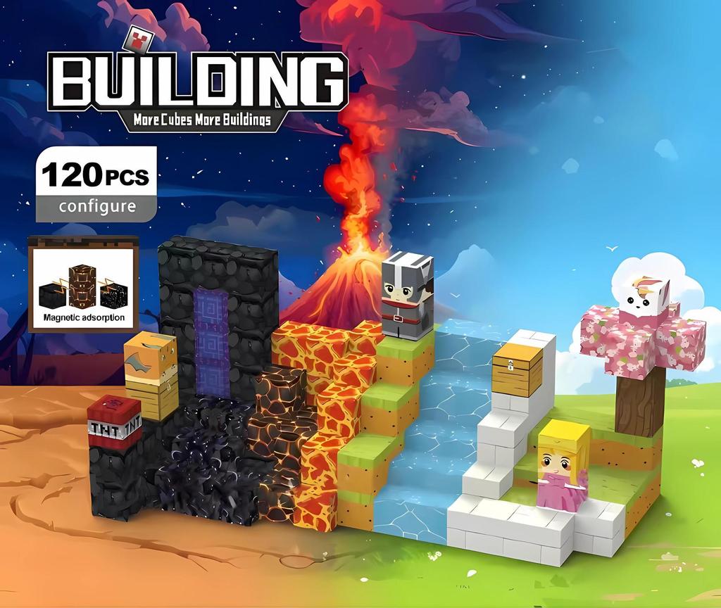 Магнитный куб-головоломка Cross MC Minecraft: Образовательные магнитные кубики для детей