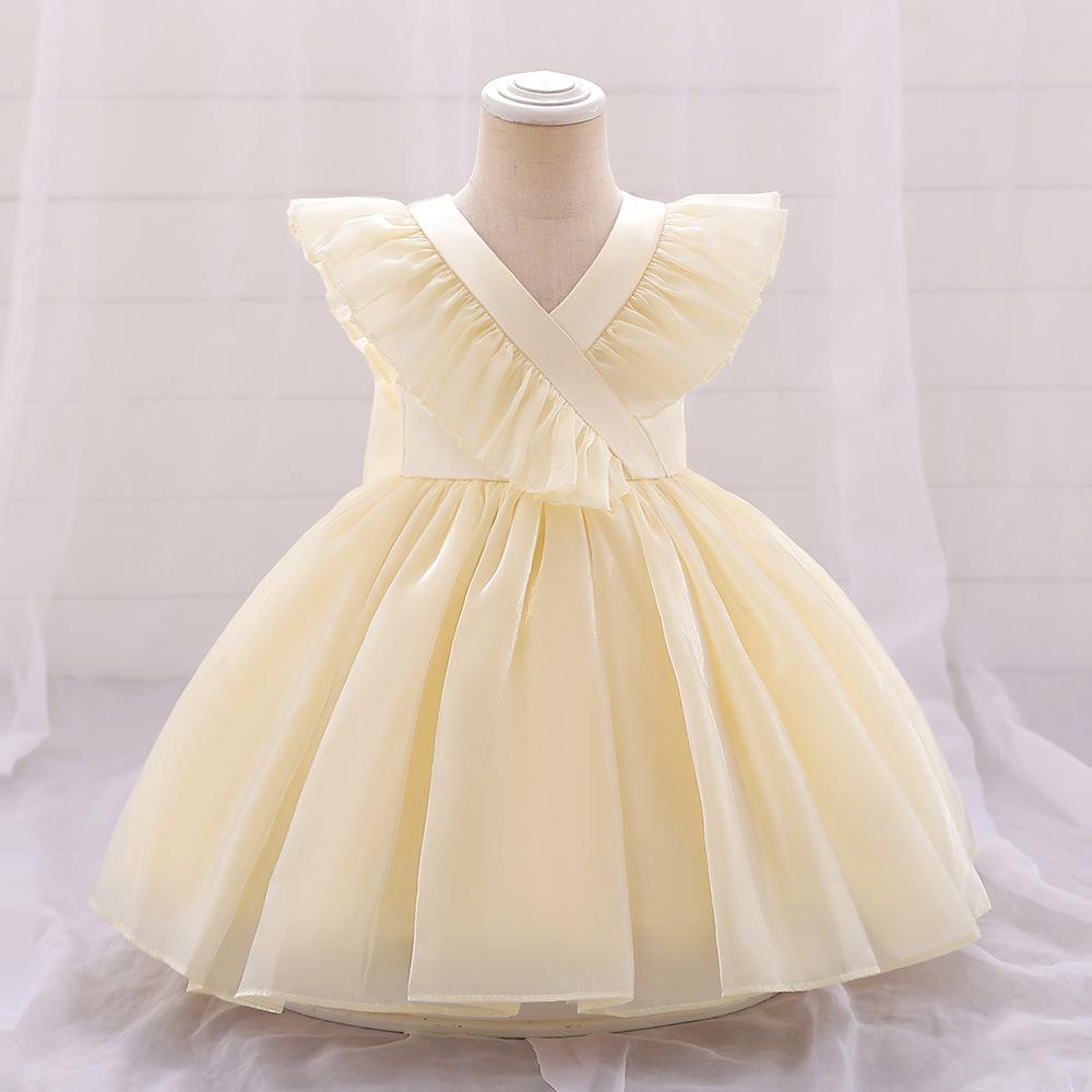 Детская одежда для маленьких девочек, платье с блестками и большим бантом для маленьких девочек, свадебное платье для первого дня рождения, платья принцессы дворца для девочек
