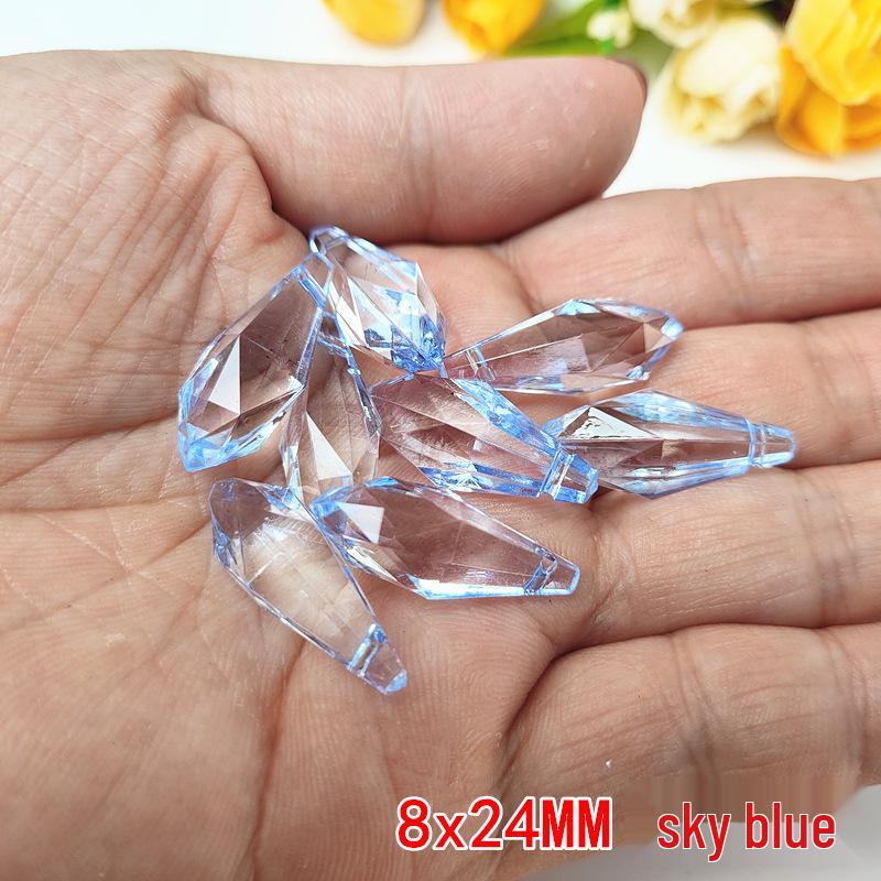 Crystal Pillar Lampshade Beaded Curtain Accessories - 8x24MM Water Drop Transparent Acrylic Loose Beads Pendants