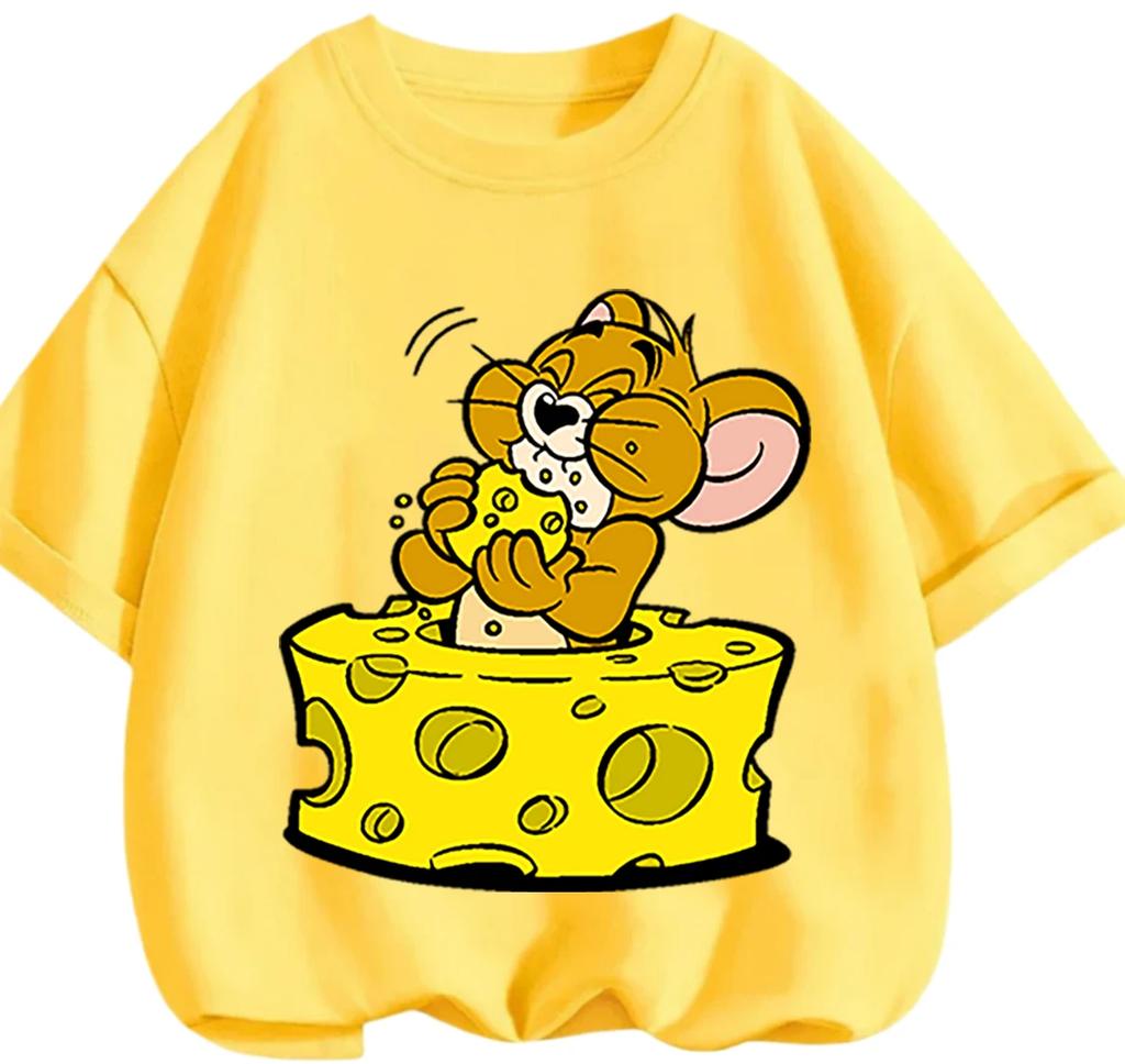 Youth Street Trend Tom And Jerry Tee Summer Soft Casual Round Neck Short Sleeve Children Clothing