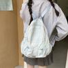 Solid Color Backpack Women Drawstring Pleated Travel Casual Backpack Student Schoolbag